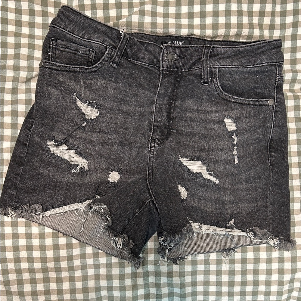 Judy Blue Women's Dark Gray Distressed Jean Shorts